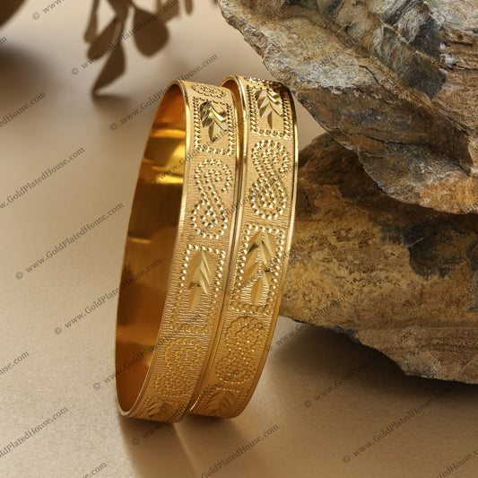 Dual Pattern Traditional Gold Look Kangan - BNGL004