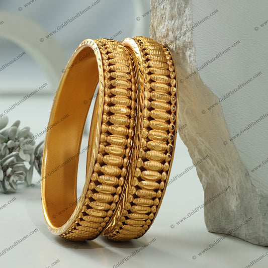 Royal Embossed Segment Gold Look Kada Set - BNGL059