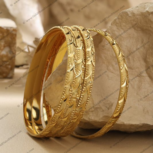 Timeless Floral Vine Gold Look Bangle Set - BNGL045